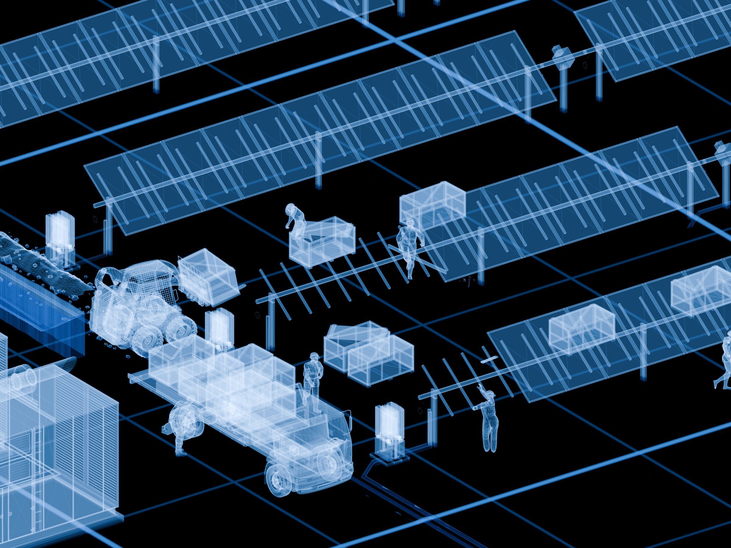 The same PV module install scene in X-ray
